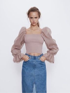 Zara contrasting organza top